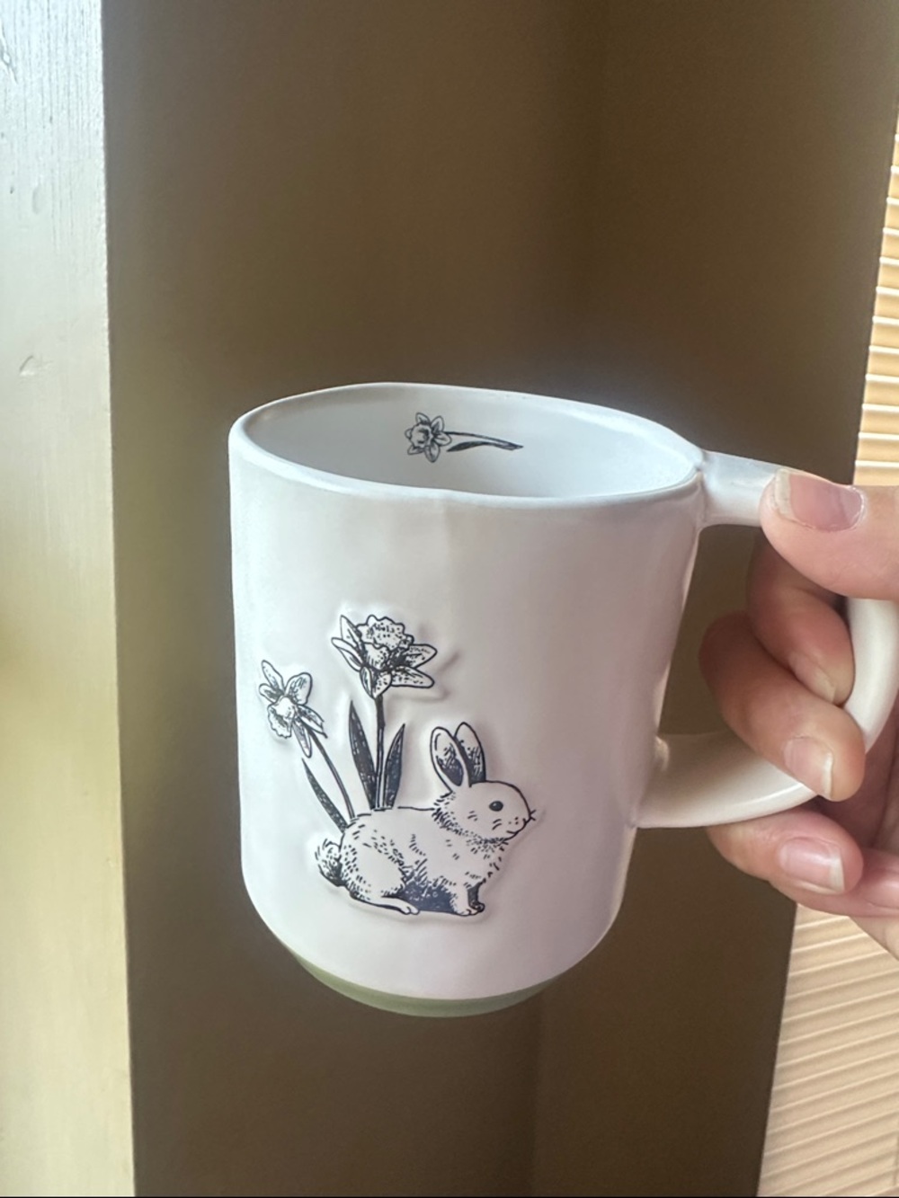 RAE DUNN Bunny Mug with Floral Accents